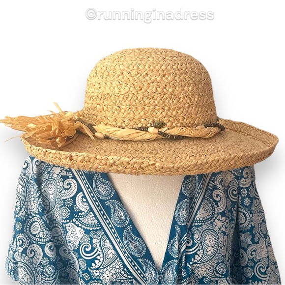 The Scala Collection Rolled Brim Straw Hat With Beads & Straw Bow Band - Picture 9 of 14